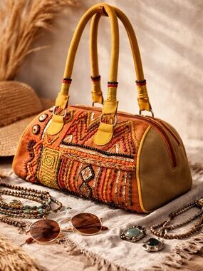 Boho Beaded Embroidered Statement Bag Festival Indie Purse
